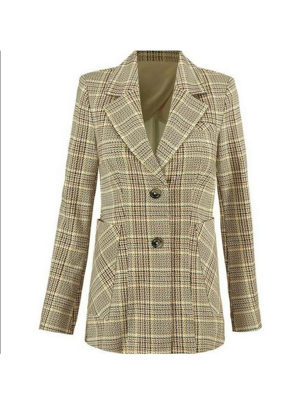 Cabi 3548 Pastime Jacket Blazer Brown Tan Plaid Size 12